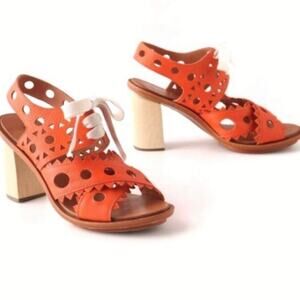 Leifsdottir by Anthropologie Cutout Leather Riika Heeled Sandals